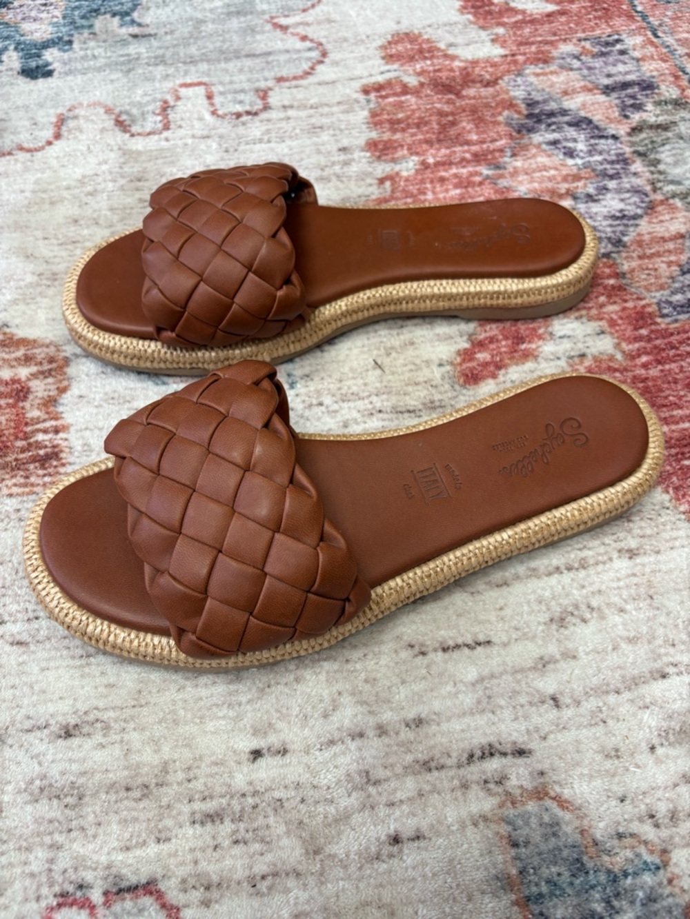 Seychelles Bellissima Sandal Tan Brown Vegan Leather w/Raffia Size 8.5